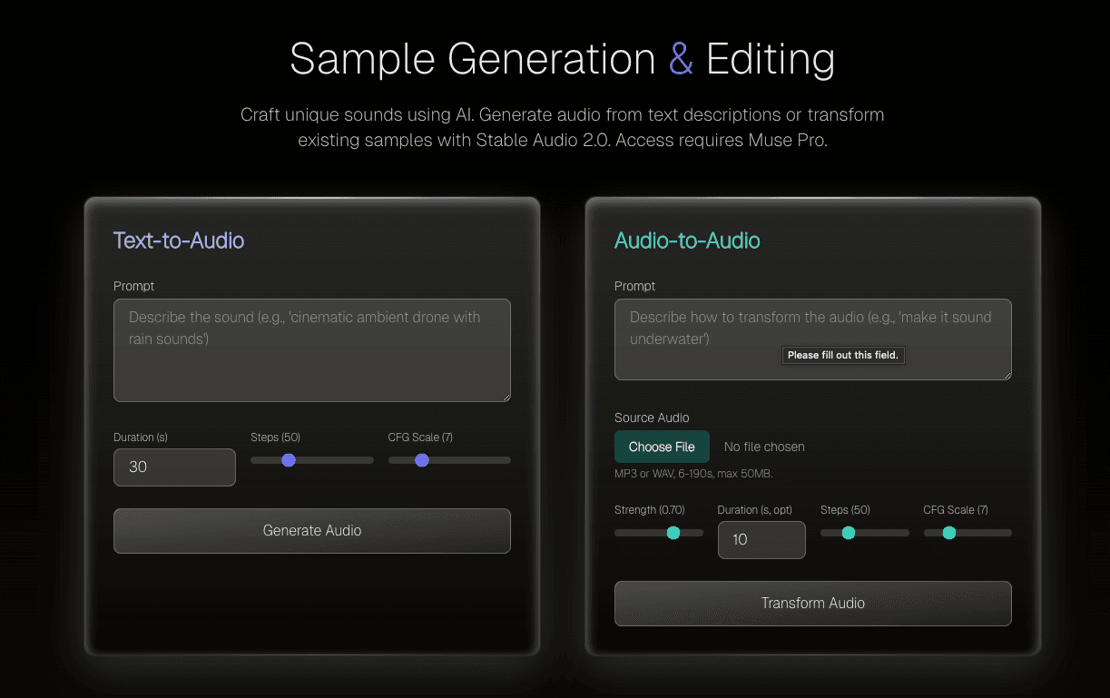 Sample Creation UI